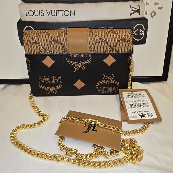 MCM Black and Tan Crossbody Bag. NWT - Picture 2 of 15